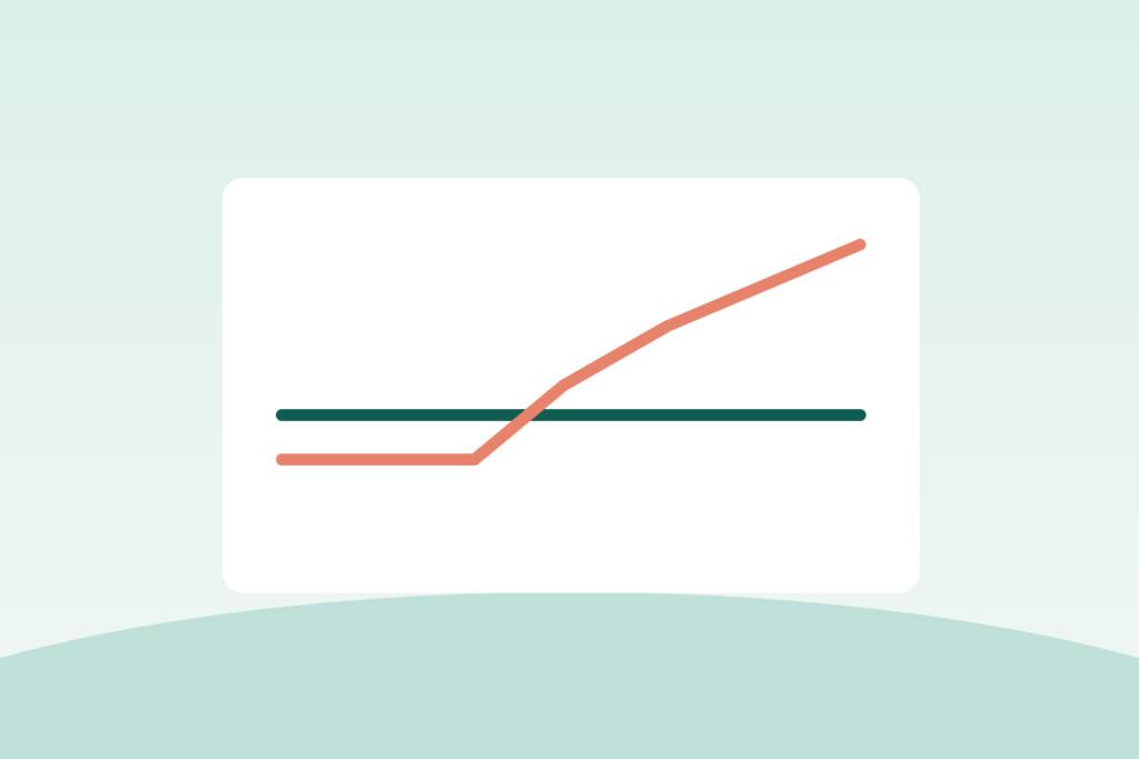 Illustration of a flat line and a rising line representing fixed-rate versus adjustable-rate mortgages