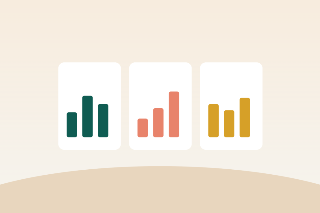 Illustration of three charts comparing stocks, ETFs and mutual funds