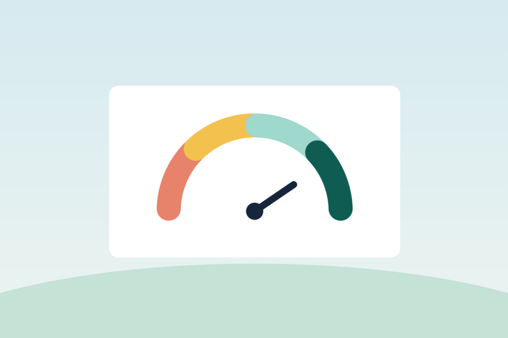 Illustration of a credit score gauge