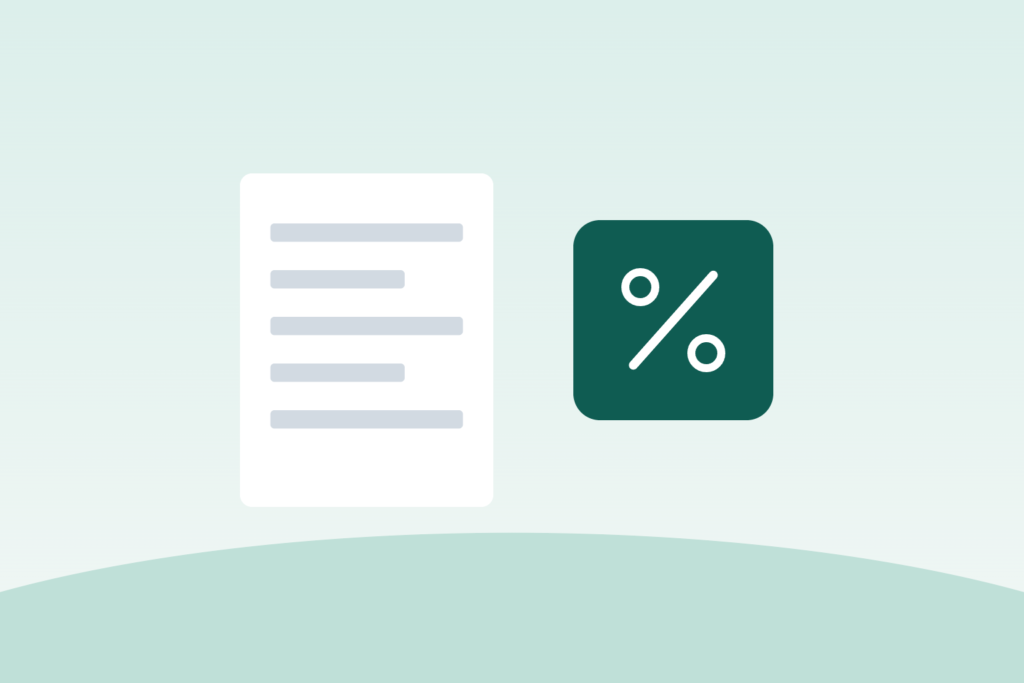 Illustration of a loan document and a percent sign representing APR